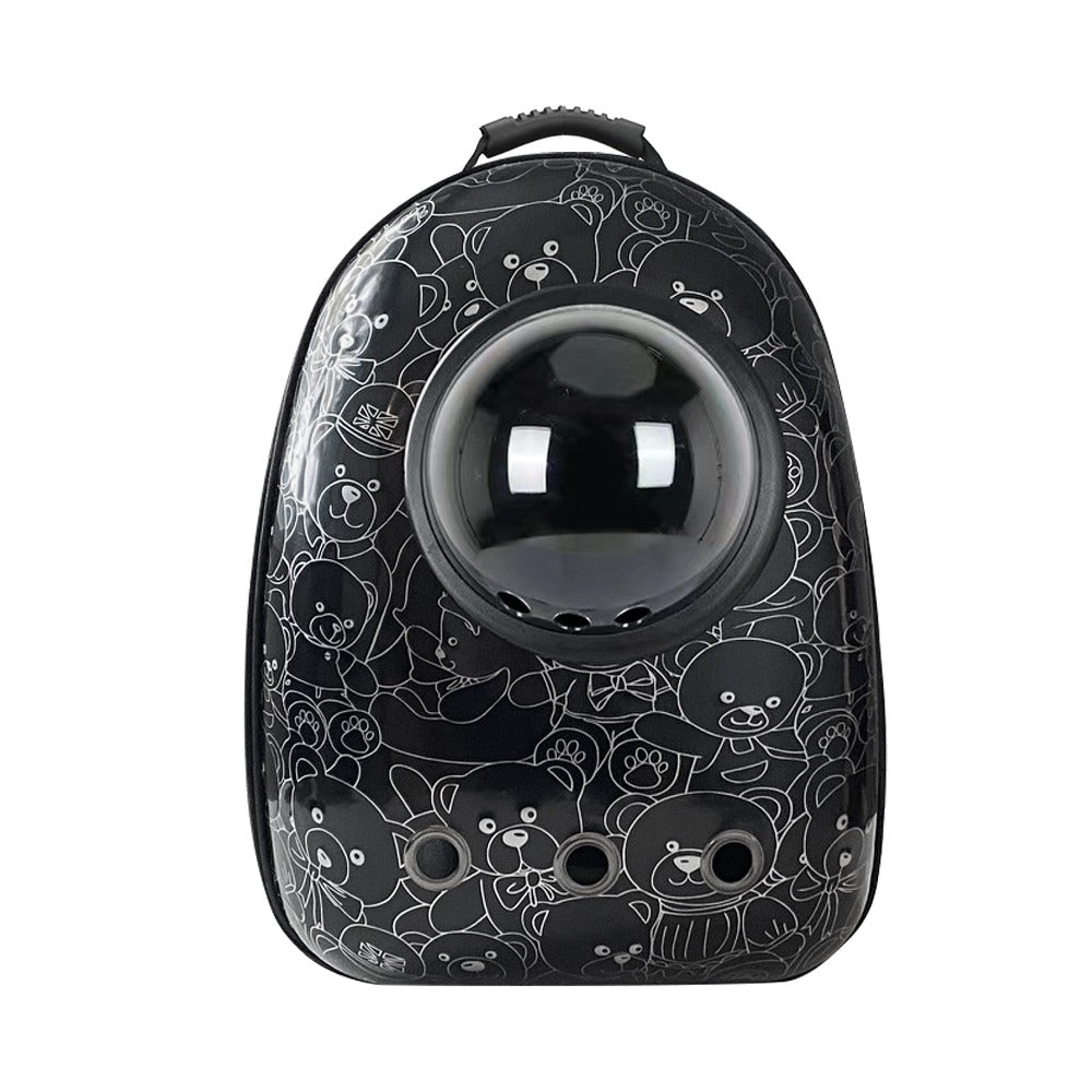 Mochila Transportadora para Gatos y Perros Pequeños - Negra con Osito