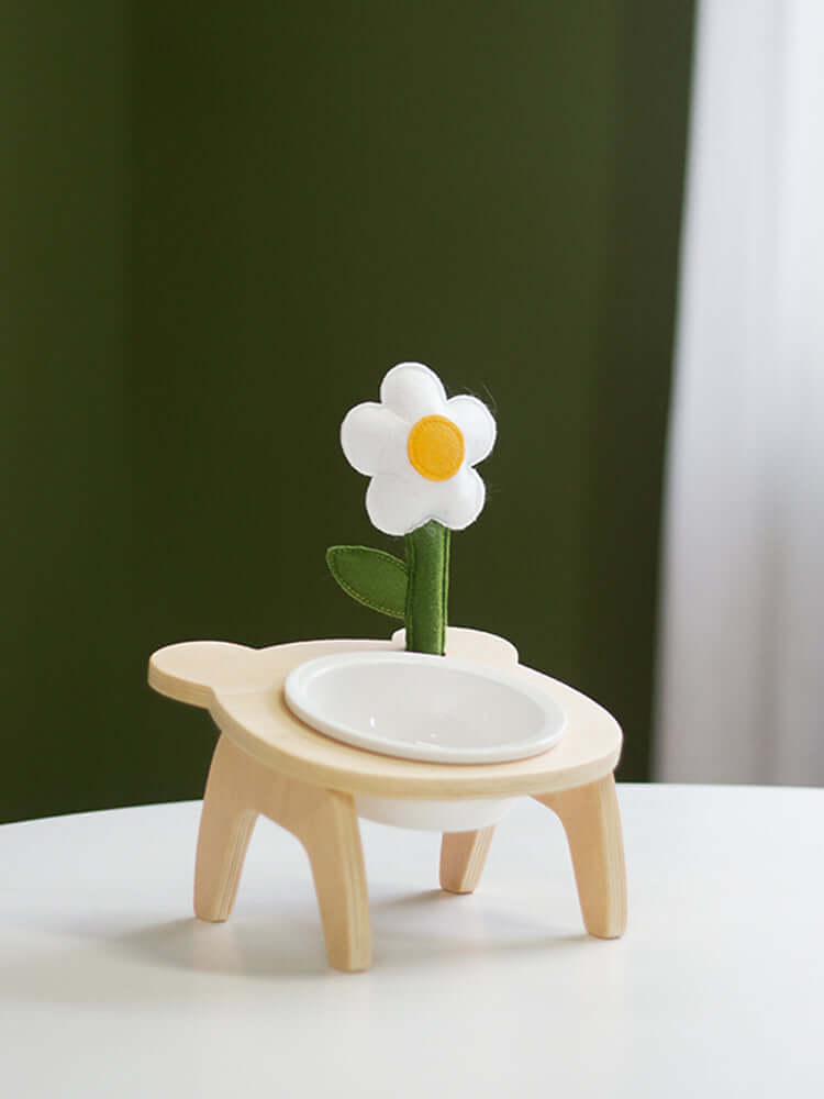 Tilted Daisy Pet Bowl With Stand-0